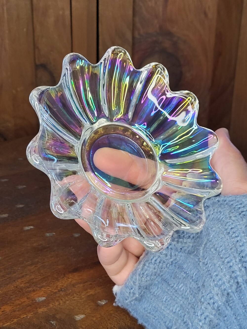 Carnival Glass Flower Dish - Picture 10 of 10